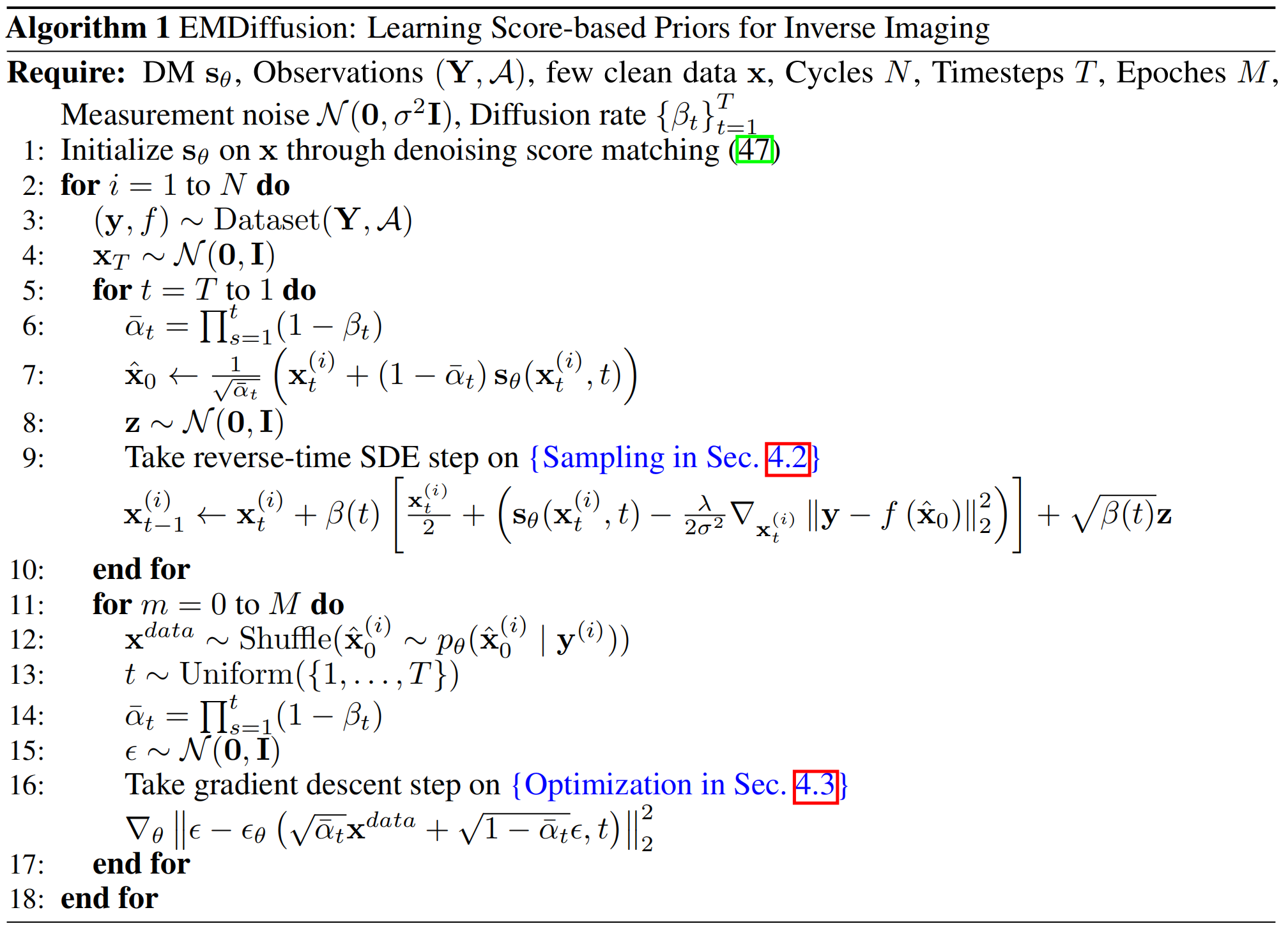 Algorithm 1 of EMDiffusion